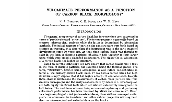 Vulcanizate Performance as a Function of Carbon Black Morphology