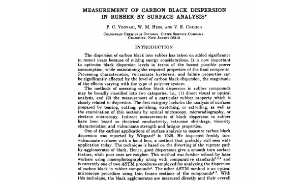 Medição da dispersão do negro de fumo na borracha por análise de superfície