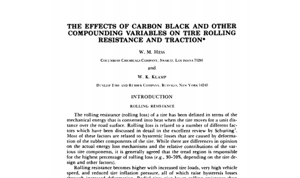 The Effects of Carbon Black and Other Compounding Variables on Tire Rolling Resistance and Traction