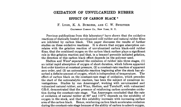 Oxidation of Unvulcanized Rubber