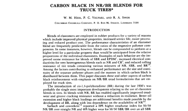 Carbon Black in NR/BR Blends for Truck Tires