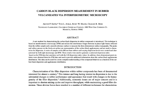 Carbon Black Dispersion Measurement in Rubber Vulcanizates via Interferometric Microscopy