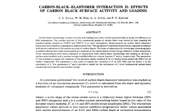 Interação negro de fumo-elastômero II: Efeitos da atividade superficial e carga de negro de fumo.